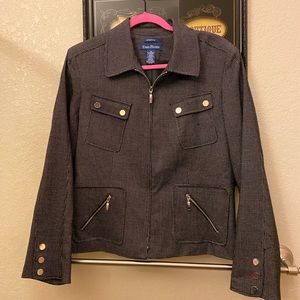 Evan Picone black and grey jacket with silver zippers and snaps. Size 12